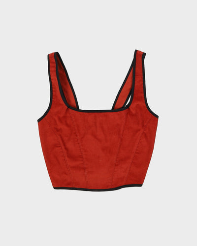 Rokit Originals Recycled Textile Rust Cord Florence Corset Top - One Size