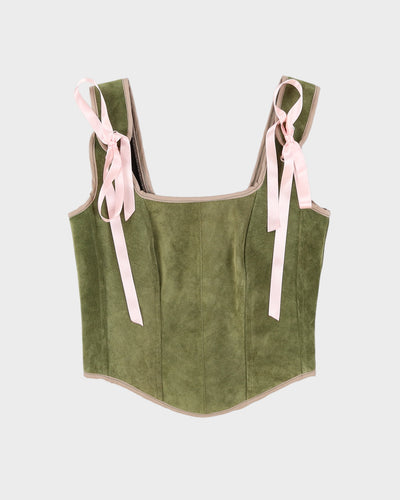 Rokit Originals Recycled Textile Green Suede Astrid Corset Top - One Size