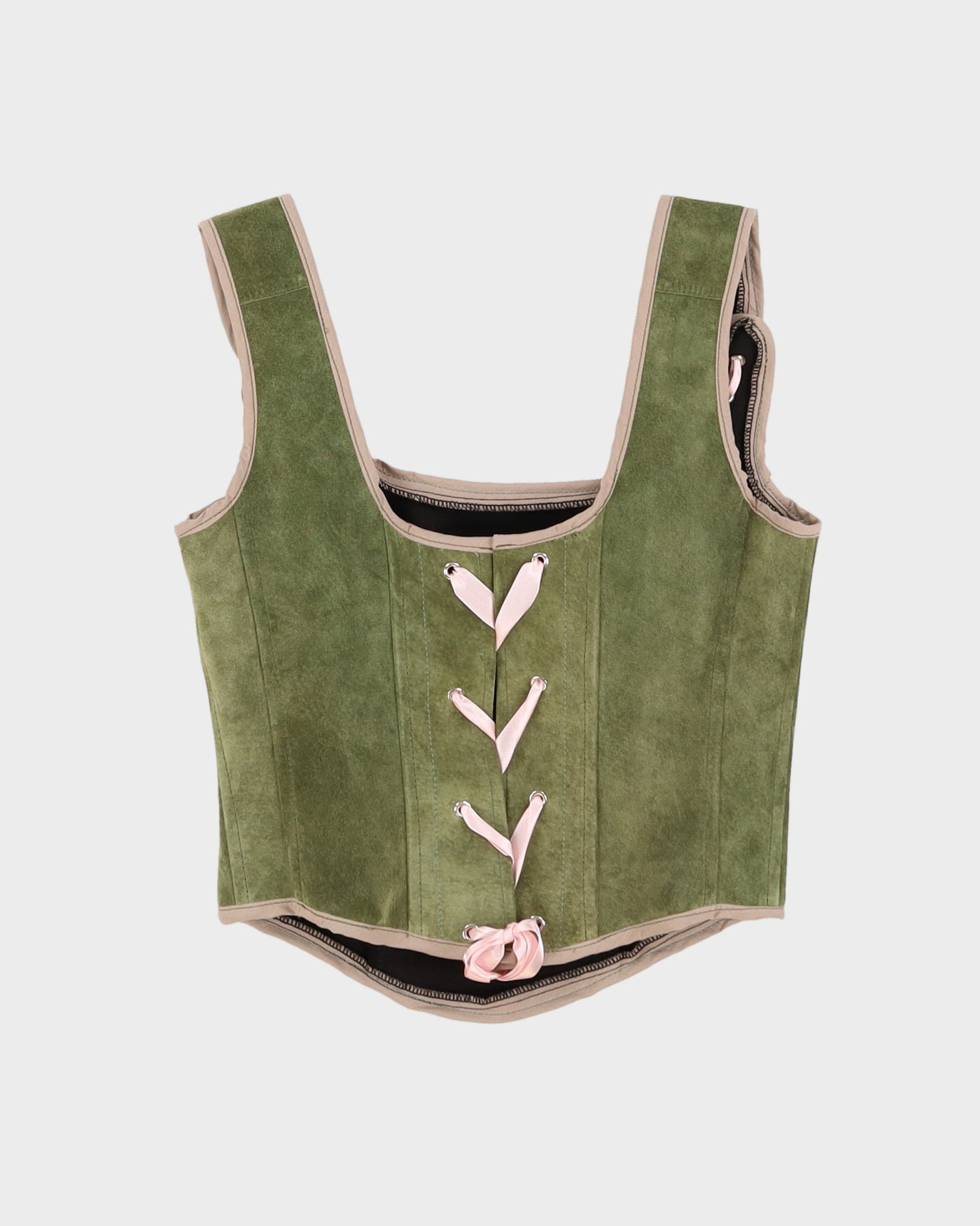 Rokit Originals Recycled Textile Green Suede Astrid Corset Top - One Size