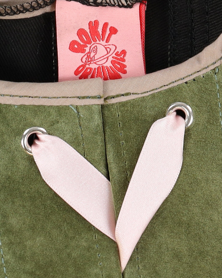 Rokit Originals Recycled Textile Green Suede Astrid Corset Top - One Size
