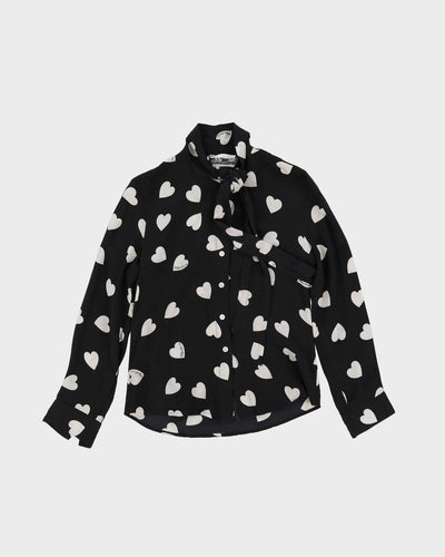 Moschino Couture! Black Hearts Patterned Blouse - XS