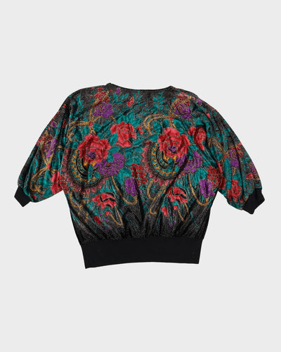 1980s Floral Velvet Top - M