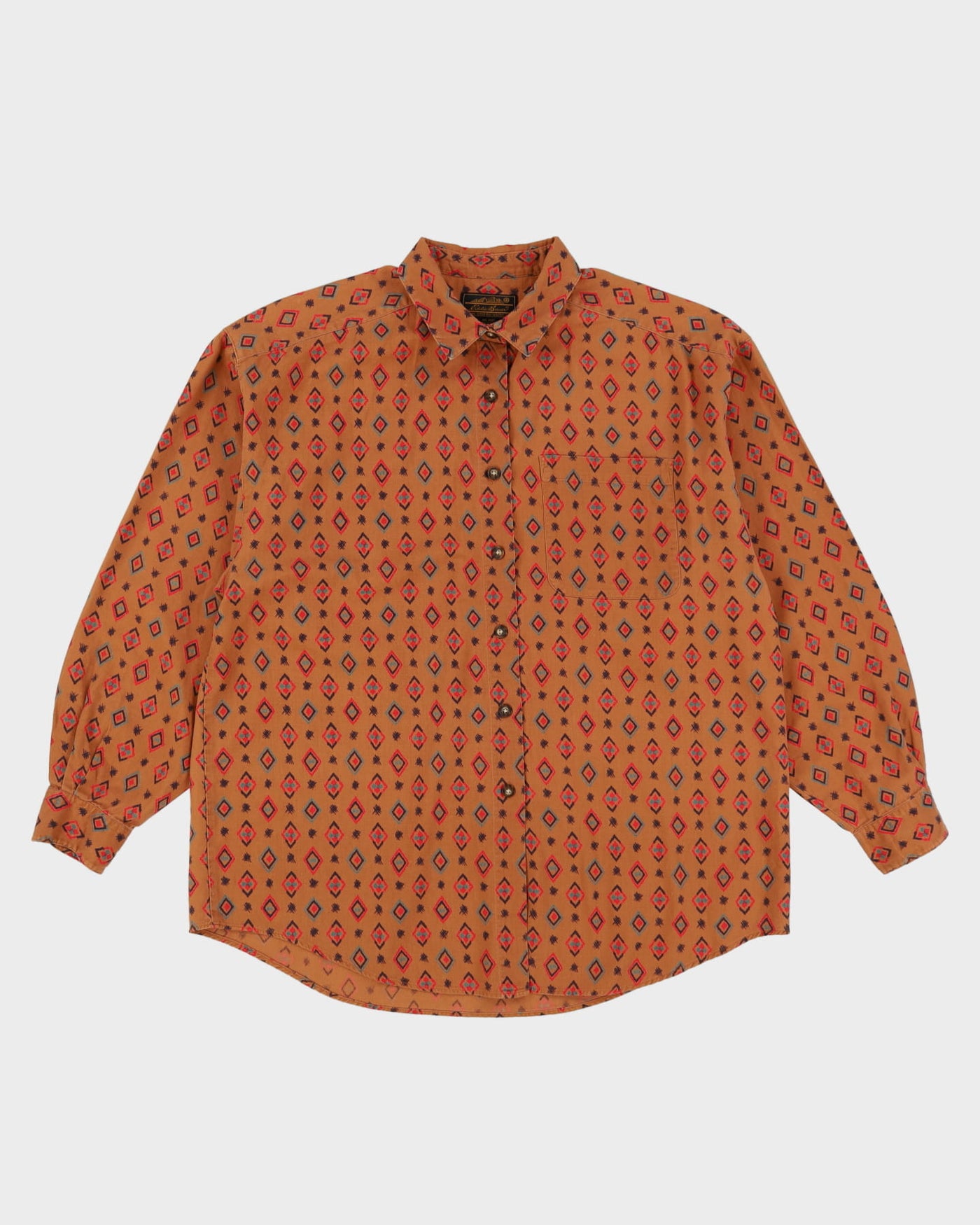 Eddie Bauer Brown Patterned Blouse - L