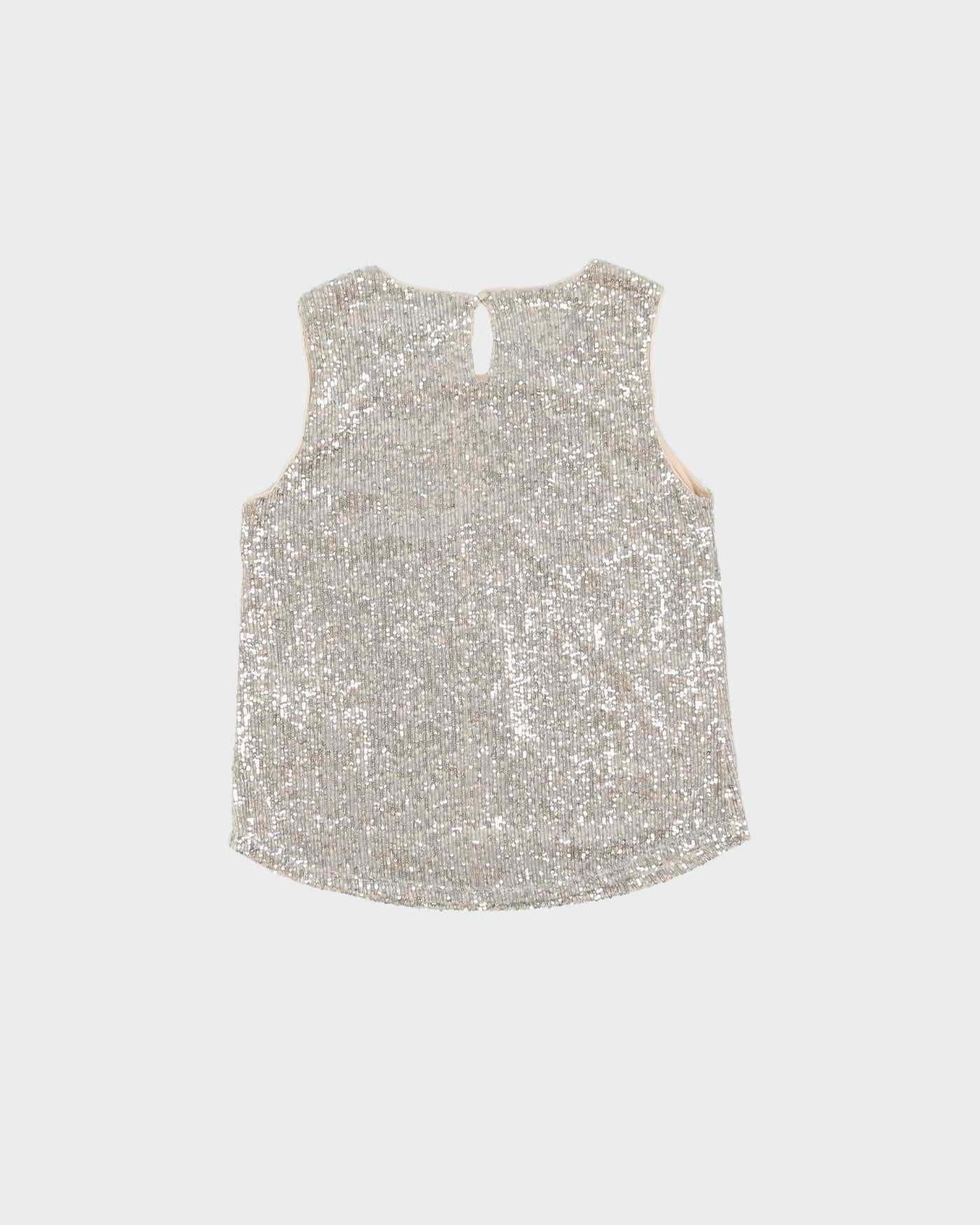 DKNY Beige Silver Sequin Sleeveless Blouse - S