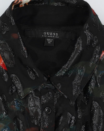 Guess Black Sheer Patterned Blouse - S