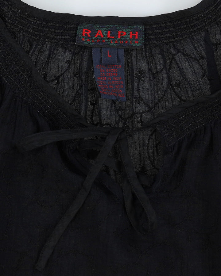 Ralph Lauren Black Boho Blouse - S