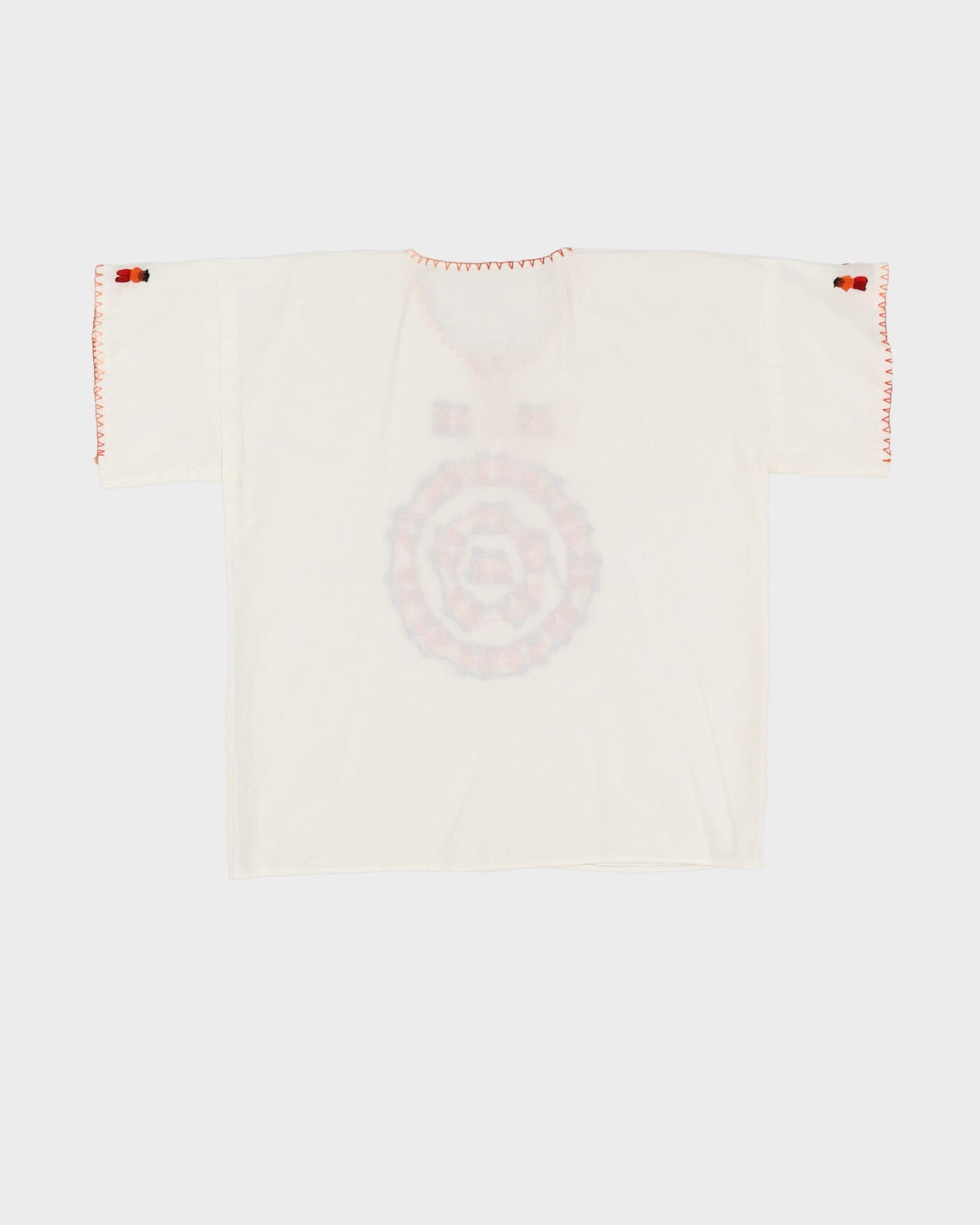 White Embroidered Short Sleeve Blouse - M