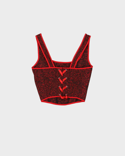Rokit Originals Red Paisley Florence Corset Top - S / M