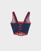 Rokit Originals Dark Wash Denim / Red Florence Corset Top - S / M