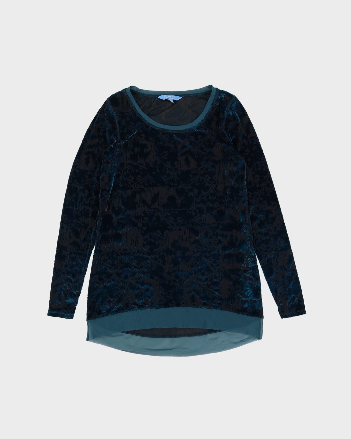 Simply Vera Wang Aqua Blue Velvet Devore Top - XS