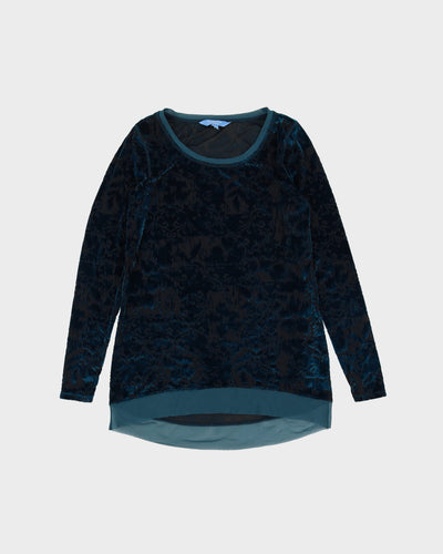 Simply Vera Wang Aqua Blue Velvet Devore Top - XS