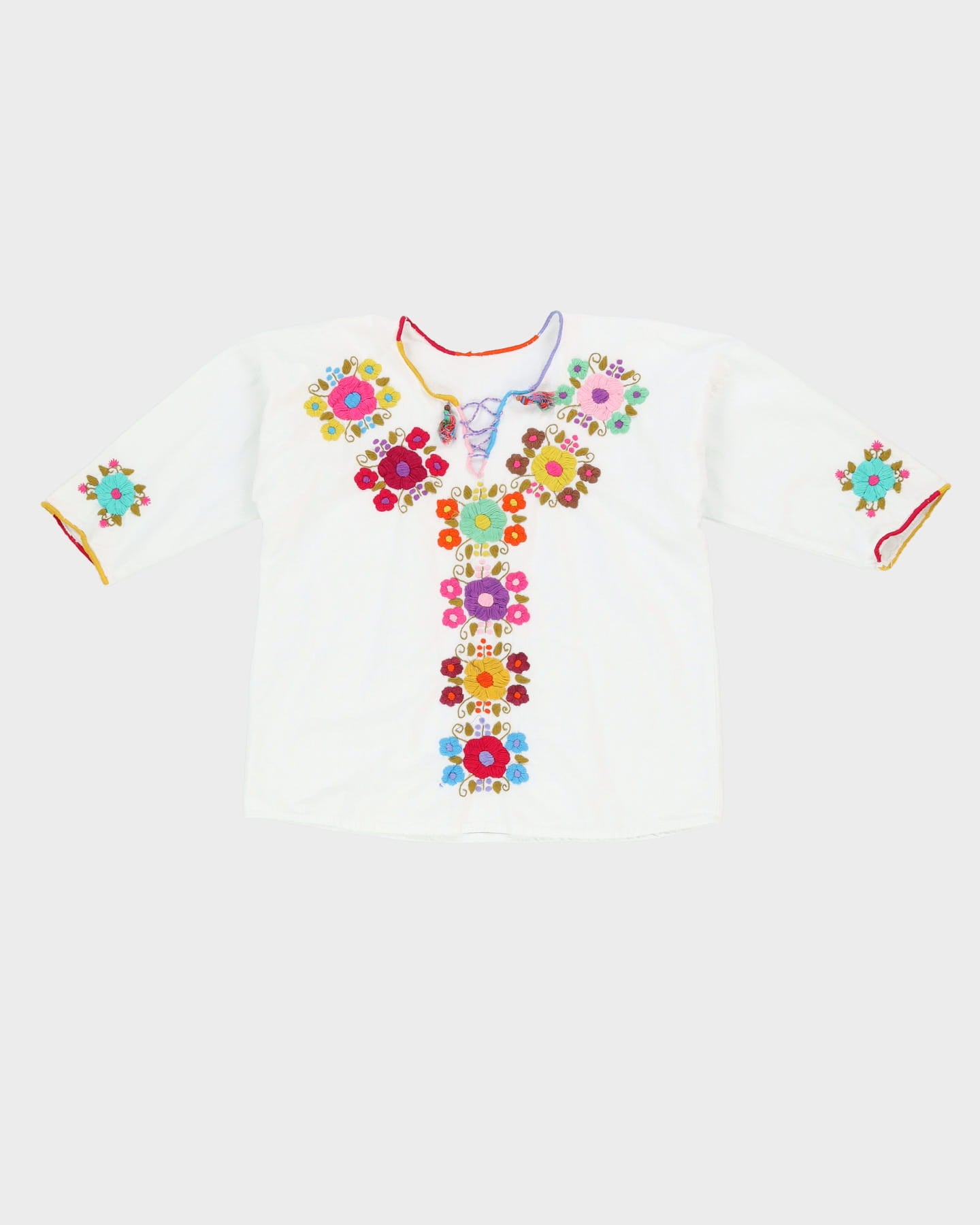 1990s Embroidered Peasant Blouse - M