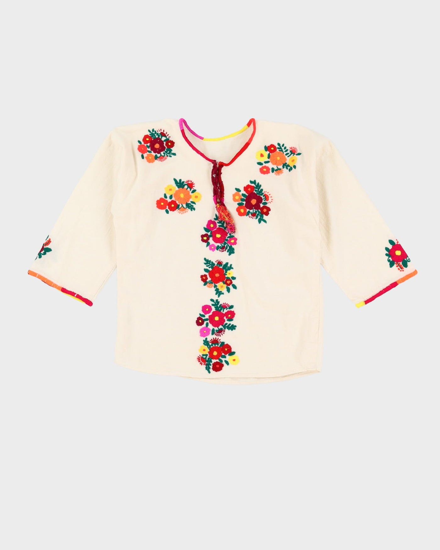 1980s Embroidered Peasant Blouse - XS