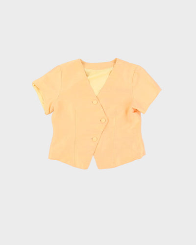 1990s Yellow Orange Short Sleeve Blouse - S