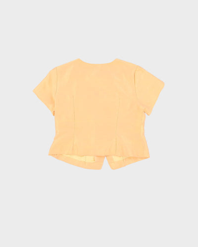 1990s Yellow Orange Short Sleeve Blouse - S