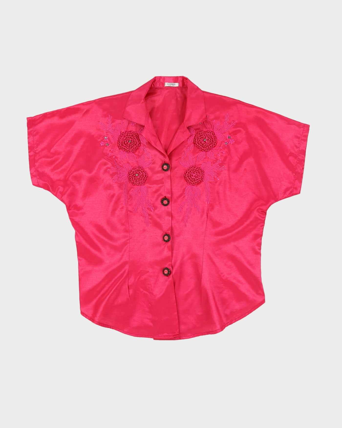 Vintage1990s Thai Silk Pink Blouse - M