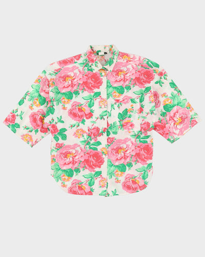 Vintage 1990s Pink Floral  Blouse - S / M