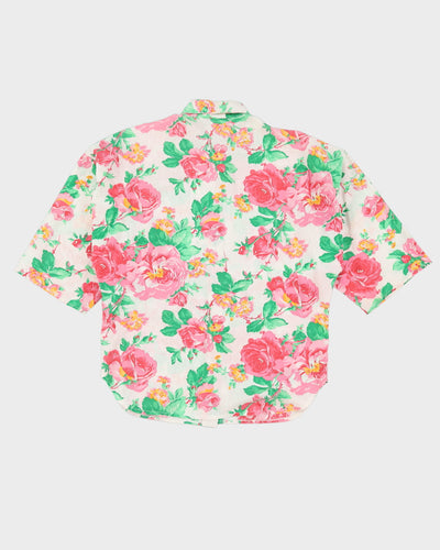 Vintage 1990s Pink Floral  Blouse - S / M