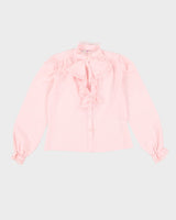 Vintage 1980s Pink Ruffled Blouse - S