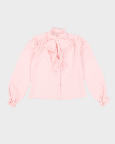 Vintage 1980s Pink Ruffled Blouse - S