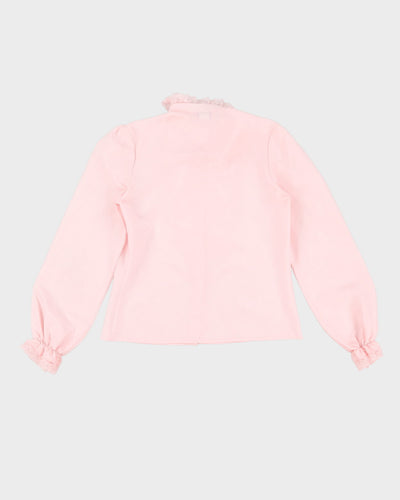 Vintage 1980s Pink Ruffled Blouse - S