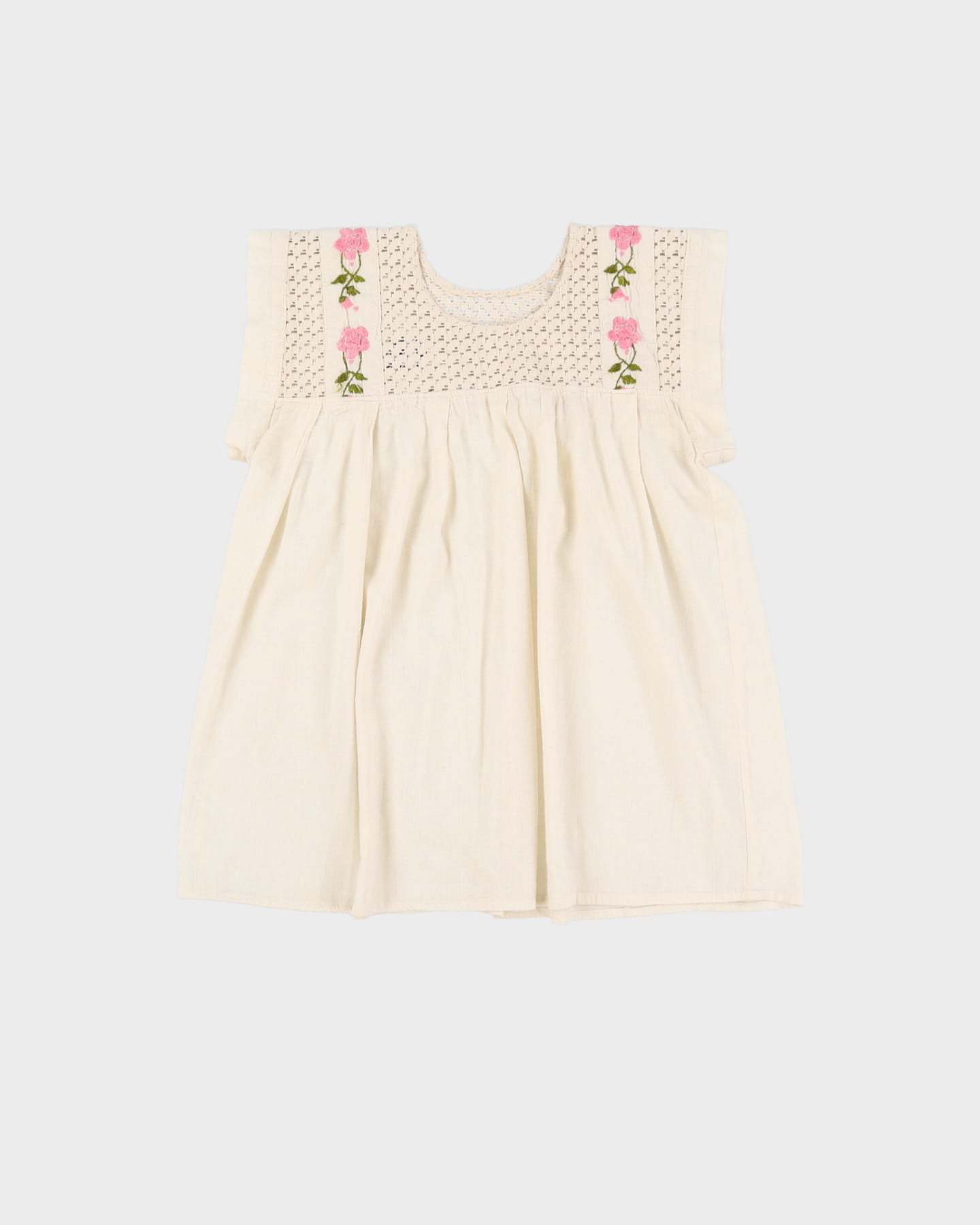 Cream Embroidered Smock Blouse - S