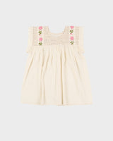 Cream Embroidered Smock Blouse - S