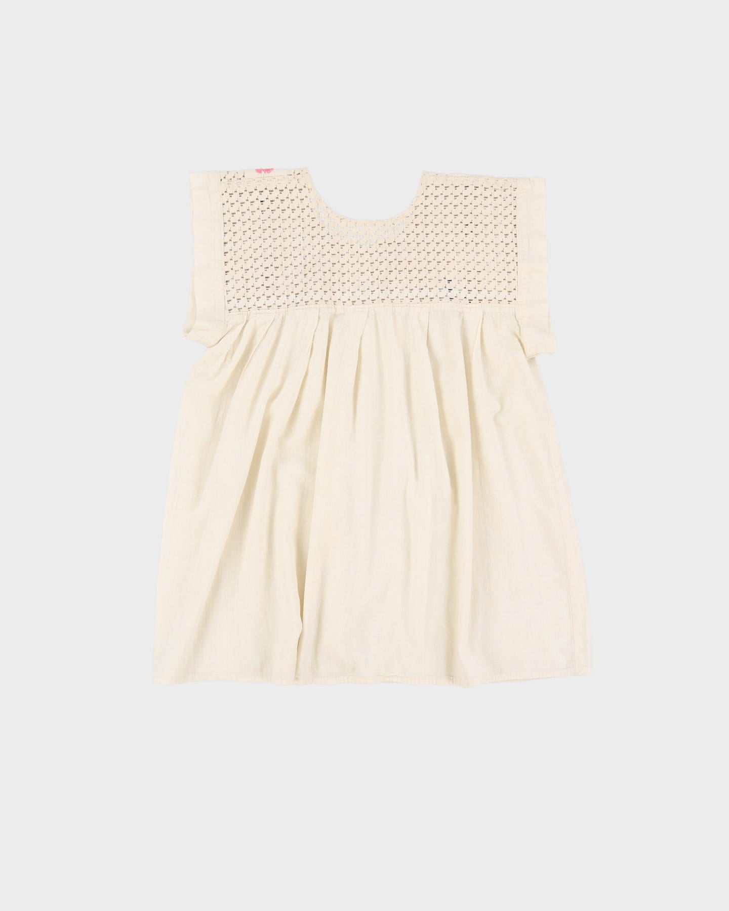 Cream Embroidered Smock Blouse - S