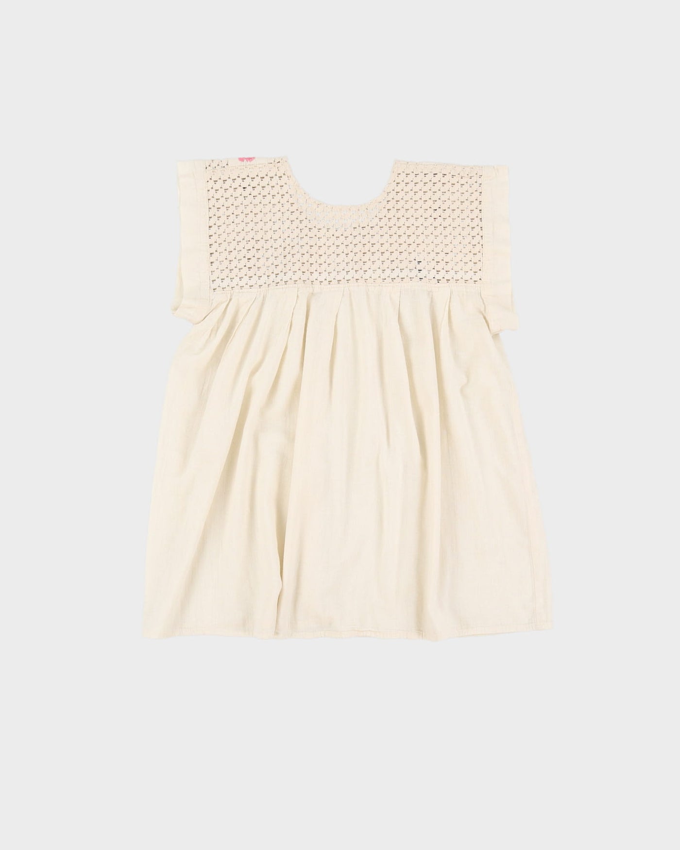 Cream Embroidered Smock Blouse - S