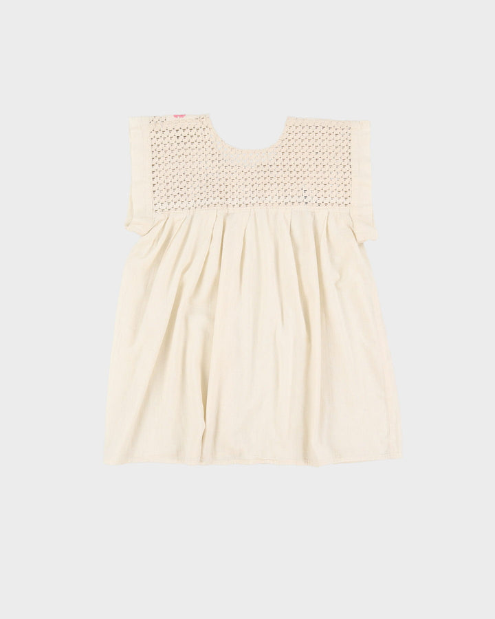 Cream Embroidered Smock Blouse - S