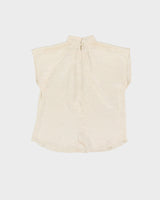 Cream Sleeveless Draped Blouse - S