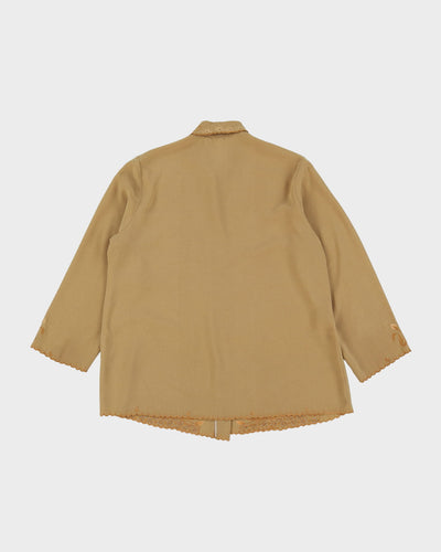 Vintage 1980s Beige Embroidered Blouse - S