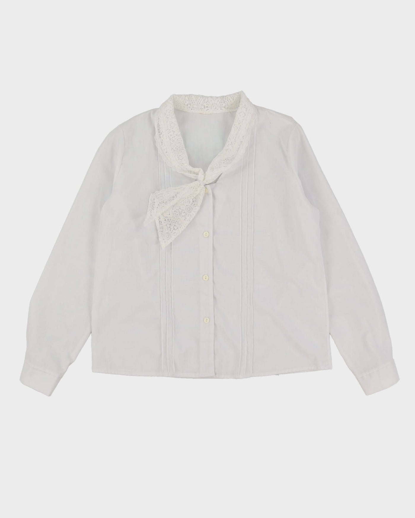 Vintage 1980s White With A Lace Collar Blouse - M