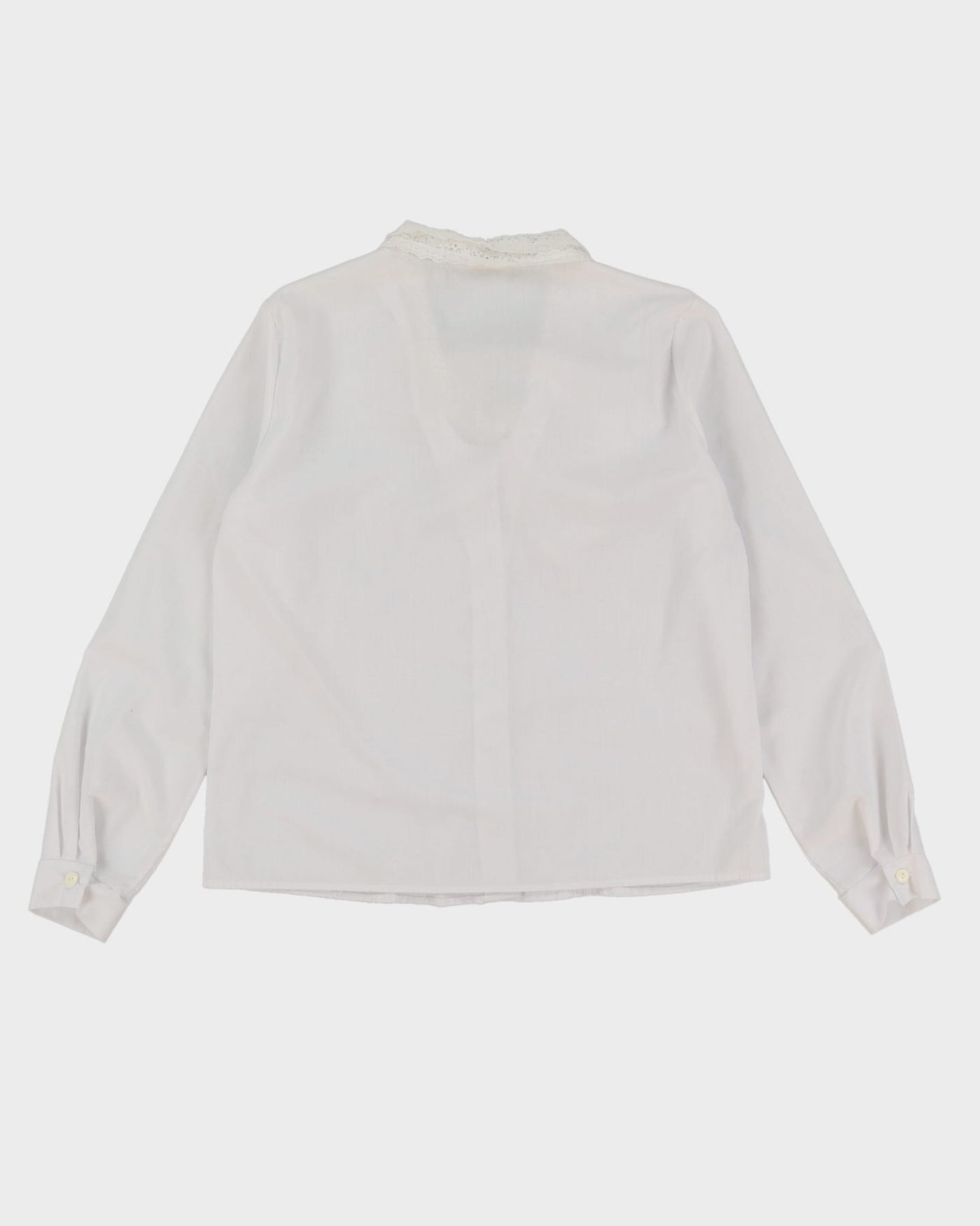 Vintage 1980s White With A Lace Collar Blouse - M