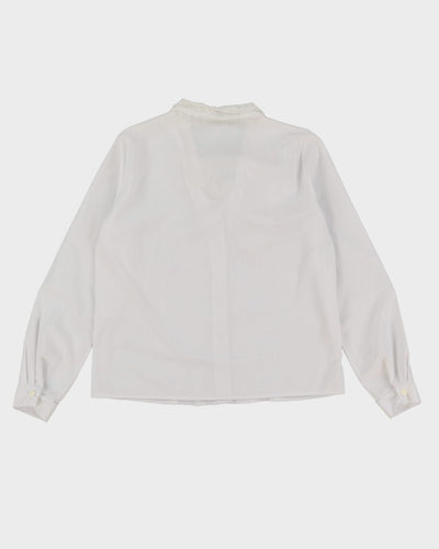 Vintage 1980s White With A Lace Collar Blouse - M