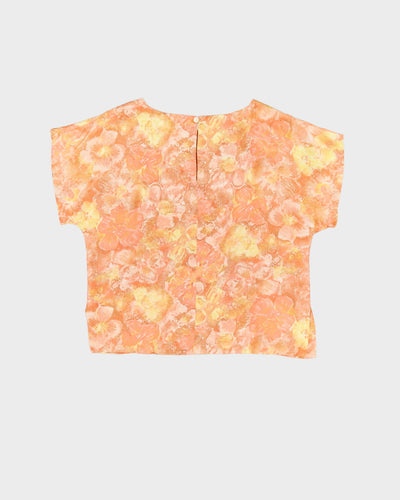 Vintage 1960s Orange Patterned Top - M