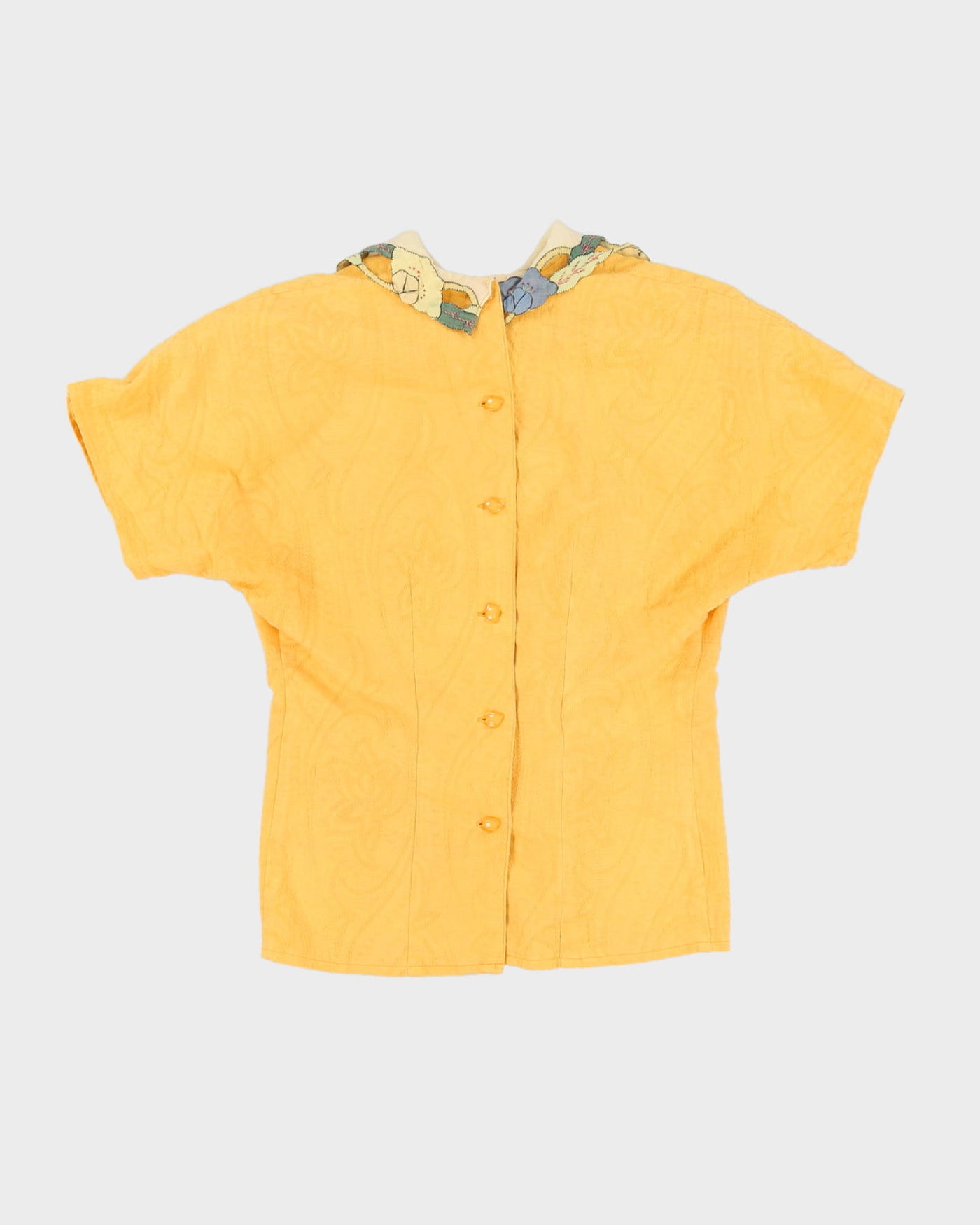 Vintage 1990s Yellow Collared Blouse - S