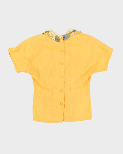 Vintage 1990s Yellow Collared Blouse - S