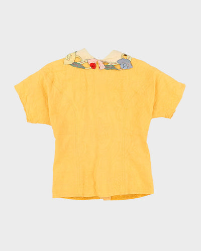 Vintage 1990s Yellow Collared Blouse - S