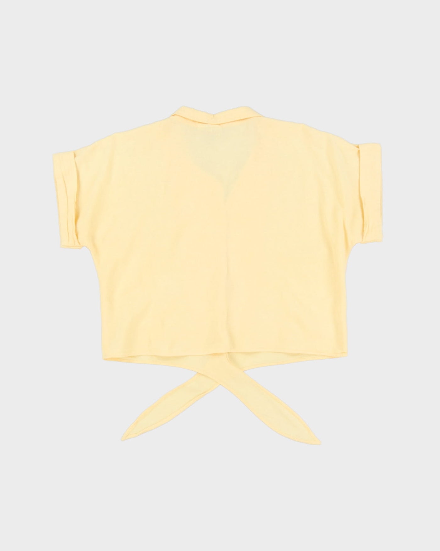 Vintage 1990s Yellow Tie-Front Cropped Blouse - M