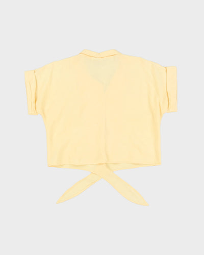 Vintage 1990s Yellow Tie-Front Cropped Blouse - M