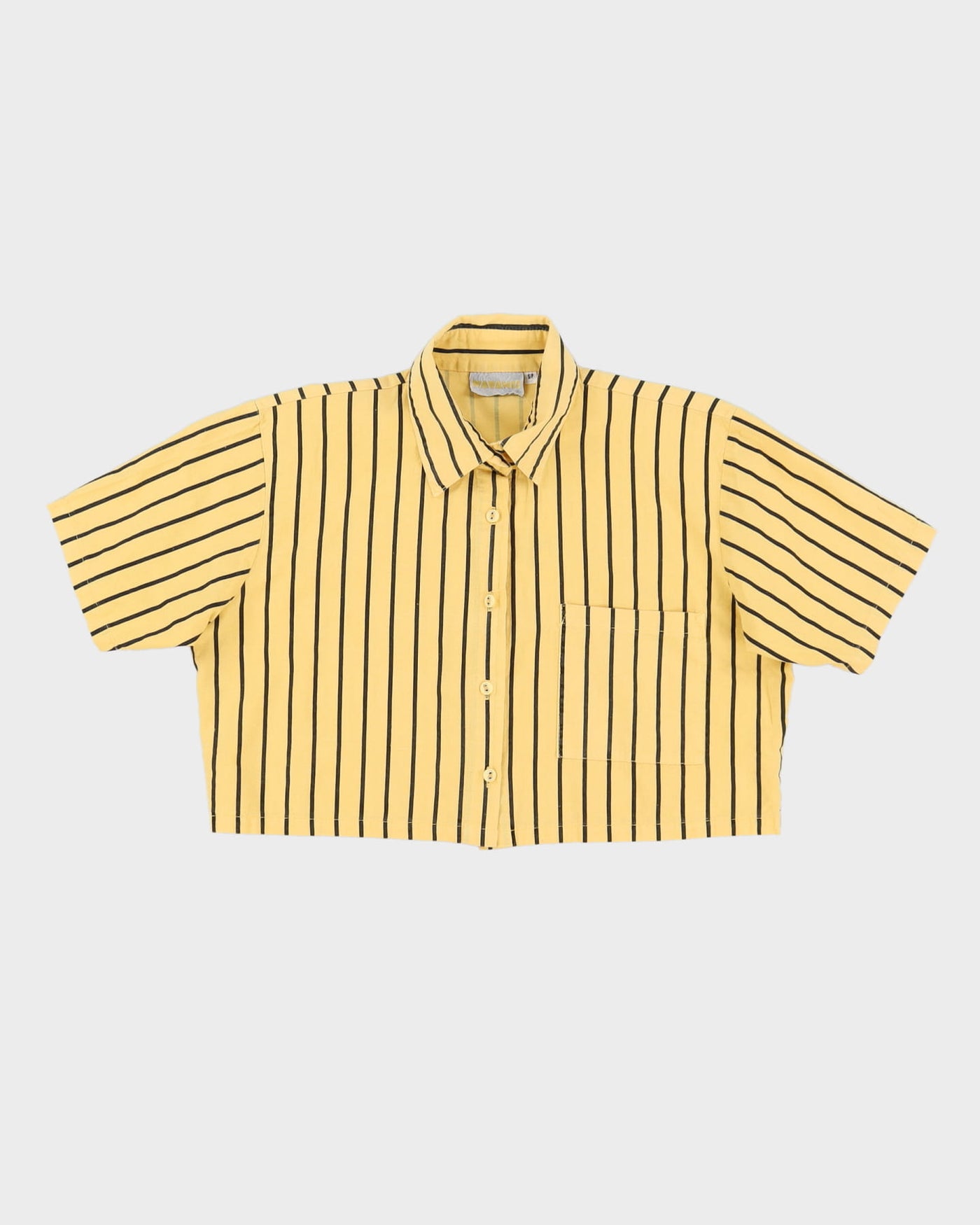 Vintage 1990s Yellow Striped Cropped Blouse - M