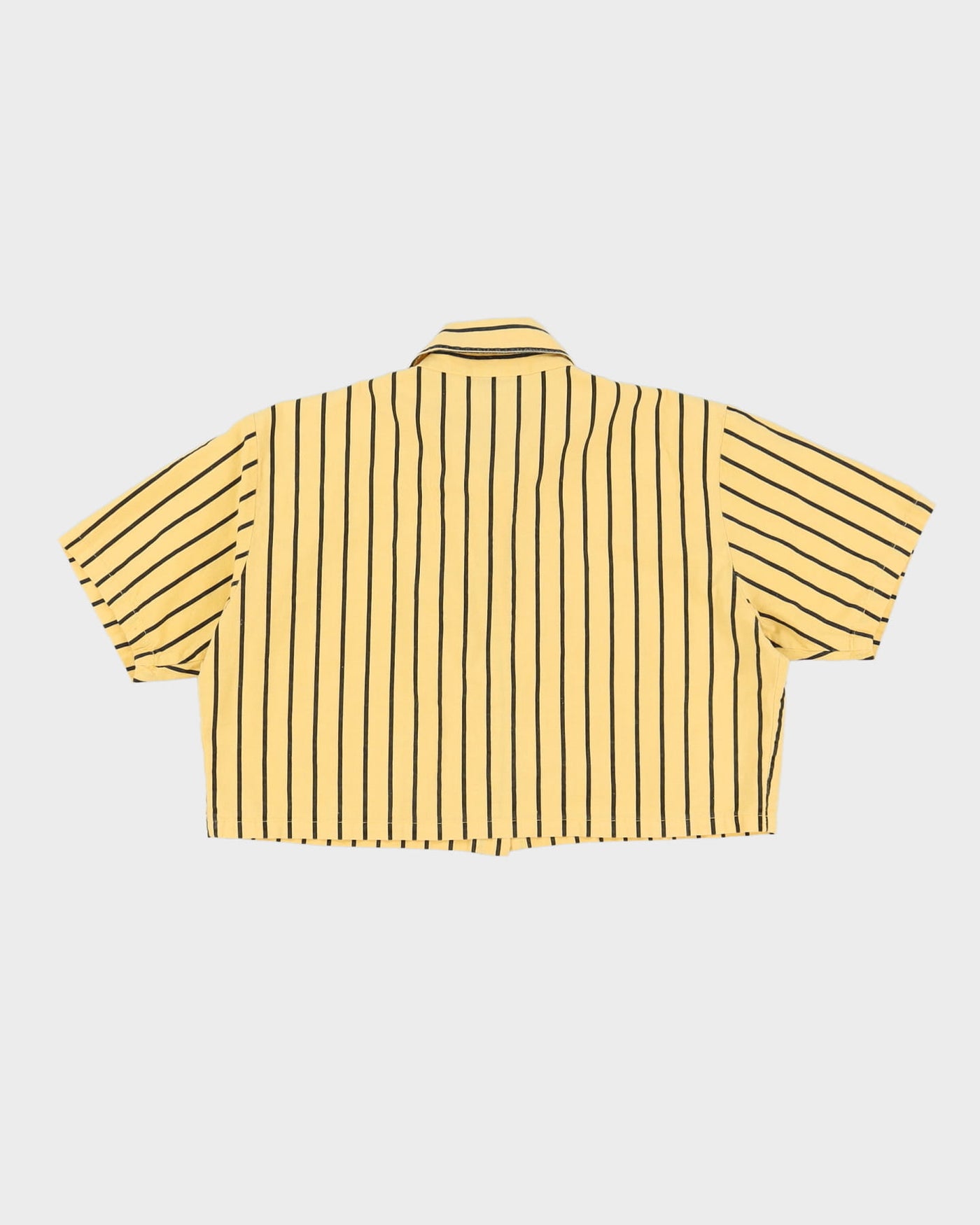 Vintage 1990s Yellow Striped Cropped Blouse - M