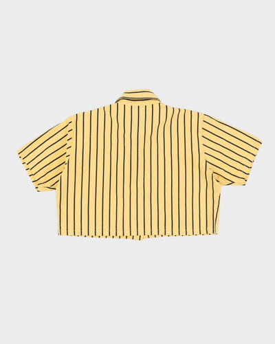 Vintage 1990s Yellow Striped Cropped Blouse - M