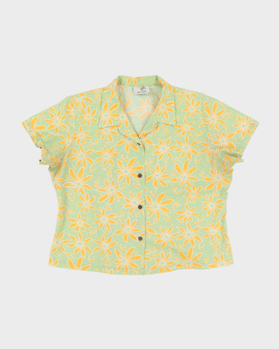 Green Patterned Hawaiian Blouse - L