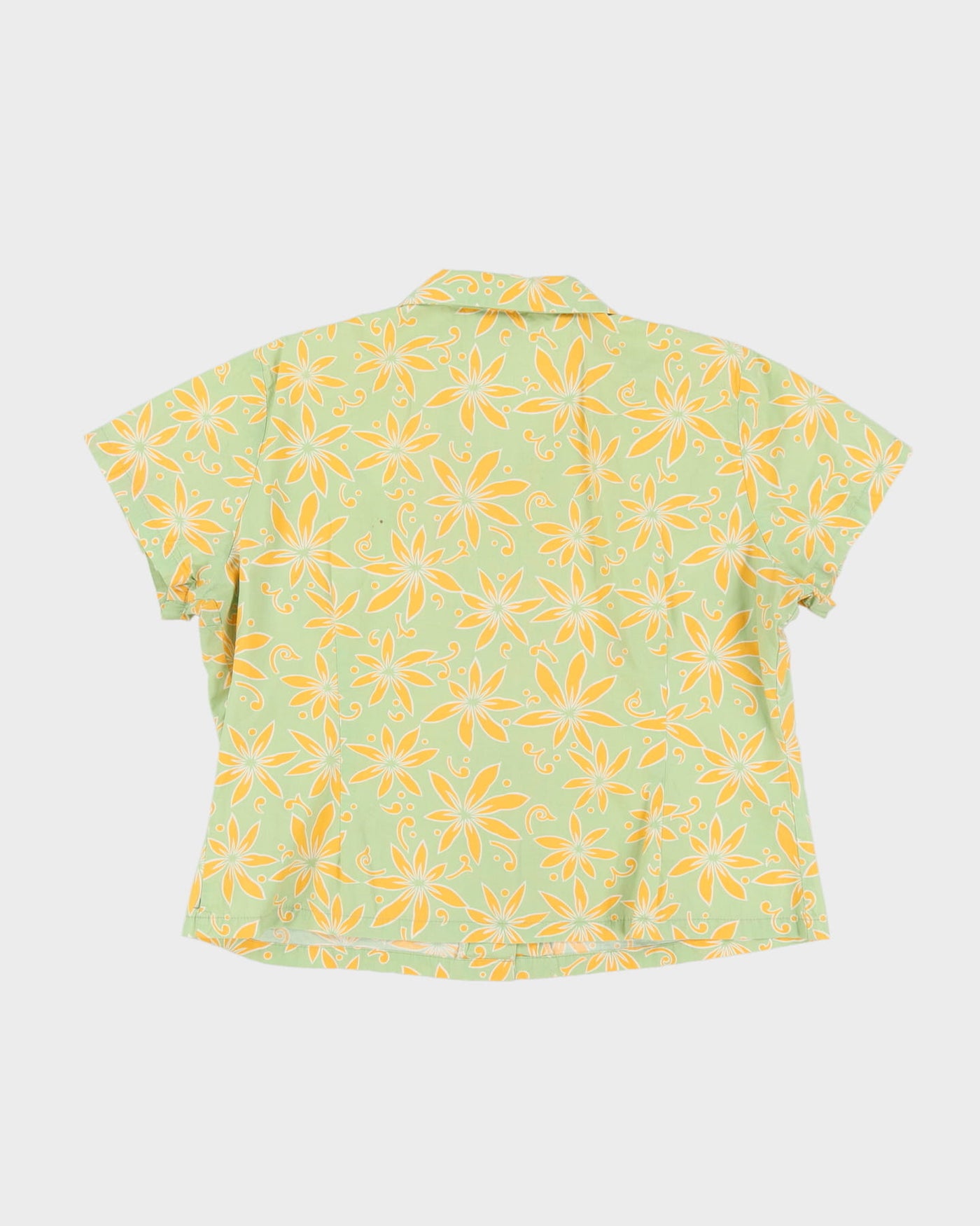 Green Patterned Hawaiian Blouse - L