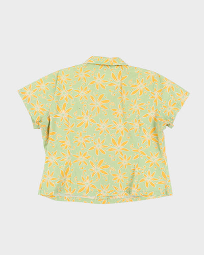 Green Patterned Hawaiian Blouse - L