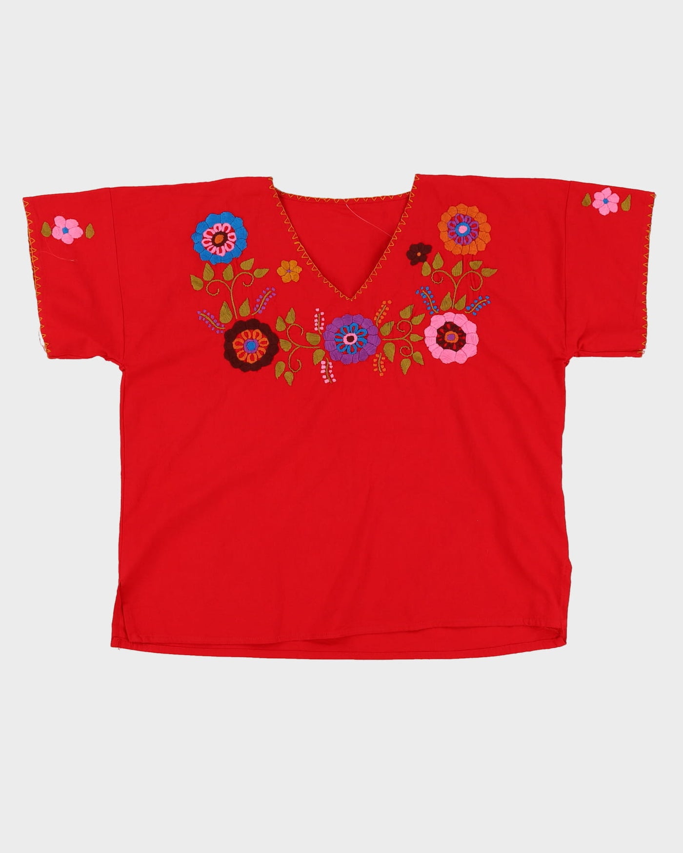 Red Embroidered Blouse - XL