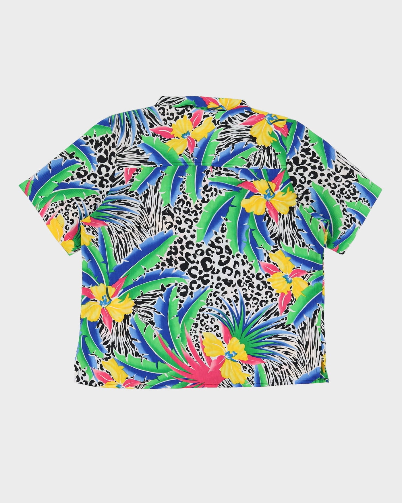 Vintage Blue Hawaiian Patterned Blouse - L