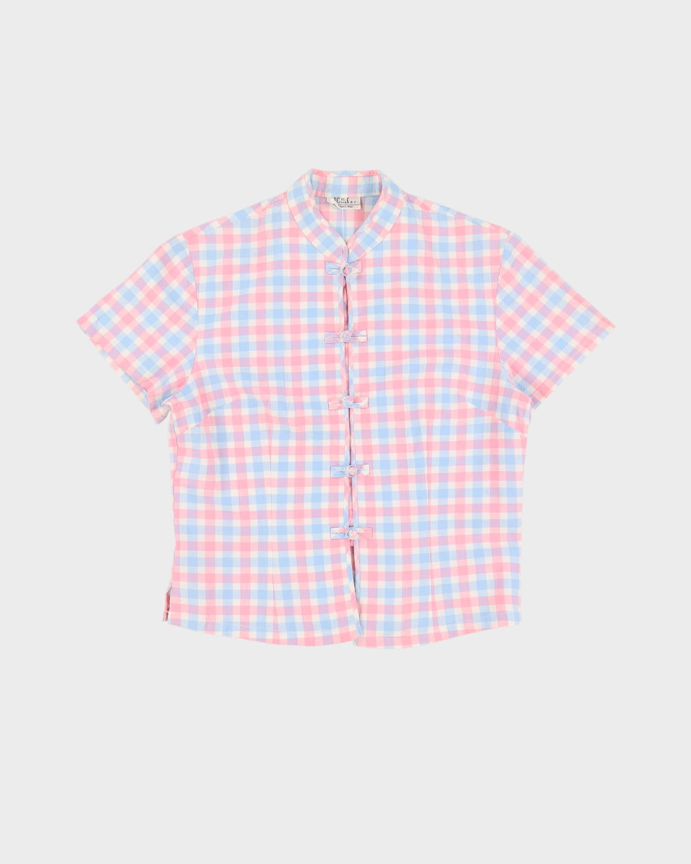 Vintage Pink And Blue Gingham Blouse -  S